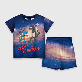 Детский костюм с шортами 3D с принтом Itchy  Scratchy space в городе Новоалтайск,  |  | simpsons | the itchy  scratchy | симпсоны | щекотка и царапка