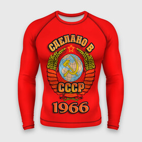 Мужской рашгард 3D с принтом Сделано в 1966 в городе Новоалтайск,  |  | 1966 | герб | герб россии | год рождения | дата | надпись | россия | сделано | ссср