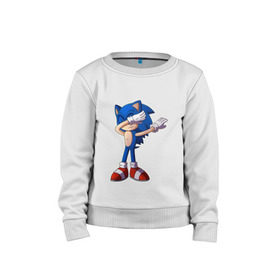 Детский свитшот хлопок с принтом Sonic dab в городе Новоалтайск, 100% хлопок | круглый вырез горловины, эластичные манжеты, пояс и воротник | Тематика изображения на принте: dab | dabbing | game | music | style | арт | игры | музыка | мультик | мультсериалы | мультфильмы | стиль
