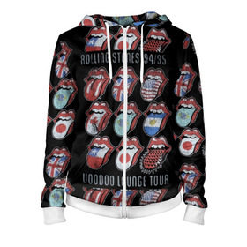 Женская толстовка 3D на молнии с принтом The Rolling Stones в городе Новоалтайск, 100% полиэстер | длина до линии бедра, манжеты и пояс оформлены мягкой тканевой резинкой, двухслойный капюшон со шнурком для регулировки, спереди молния, по бокам два кармана | англия | аргентина | блюз рок | канада | мик джаггер | музыка | песни | психоделический рок | ритм н блюз | рок | рок н ролл | ролинг | рот | стоун | стоунз | сша | флаг | язык | япония