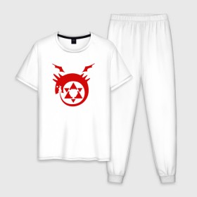 Мужская пижама хлопок с принтом Fullmetal Alchemist Homunculus в городе Новоалтайск, 100% хлопок | брюки и футболка прямого кроя, без карманов, на брюках мягкая резинка на поясе и по низу штанин
 | alchemist | fullmetal | алхимик | гомункул | знак | символ | стальной | цельнометаллический | эмблема