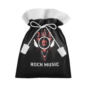 Подарочный 3D мешок с принтом Rock Music в городе Новоалтайск, 100% полиэстер | Размер: 29*39 см | Тематика изображения на принте: знаки | красный | музыка | рок | череп | черный