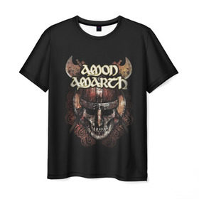 Мужская футболка 3D с принтом AMON AMARTH в городе Новоалтайск, 100% полиэфир | прямой крой, круглый вырез горловины, длина до линии бедер | роковая гора