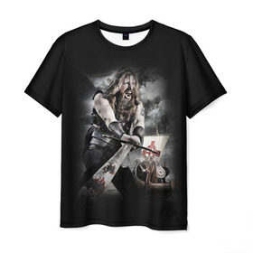 Мужская футболка 3D с принтом AMON AMARTH в городе Новоалтайск, 100% полиэфир | прямой крой, круглый вырез горловины, длина до линии бедер | 