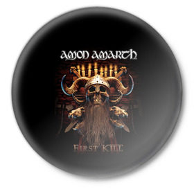 Значок с принтом AMON AMARTH в городе Новоалтайск,  металл | круглая форма, металлическая застежка в виде булавки | роковая гора