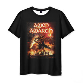Мужская футболка 3D с принтом AMON AMARTH в городе Новоалтайск, 100% полиэфир | прямой крой, круглый вырез горловины, длина до линии бедер | роковая гора