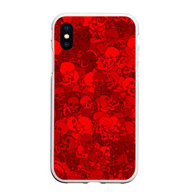 Чехол для iPhone XS Max матовый с принтом Красные черепа в городе Новоалтайск, Силикон | Область печати: задняя сторона чехла, без боковых панелей | Тематика изображения на принте: камуфляж | кости | красный | милитари | паттерн | скелет | текстура | хеллоуин