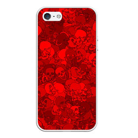 Чехол для iPhone 5/5S матовый с принтом Красные черепа в городе Новоалтайск, Силикон | Область печати: задняя сторона чехла, без боковых панелей | Тематика изображения на принте: камуфляж | кости | красный | милитари | паттерн | скелет | текстура | хеллоуин