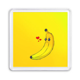 Магнит 55*55 с принтом Just Banana (Yellow) в городе Новоалтайск, Пластик | Размер: 65*65 мм; Размер печати: 55*55 мм | Тематика изображения на принте: banana | банан | желтый | оранжевый | фрукты