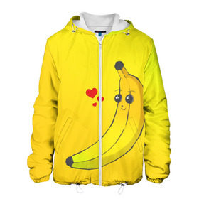 Мужская куртка 3D с принтом Just Banana (Yellow) в городе Новоалтайск, ткань верха — 100% полиэстер, подклад — флис | прямой крой, подол и капюшон оформлены резинкой с фиксаторами, два кармана без застежек по бокам, один большой потайной карман на груди. Карман на груди застегивается на липучку | banana | банан | желтый | оранжевый | фрукты