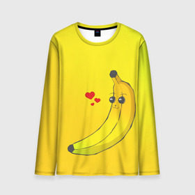 Мужской лонгслив 3D с принтом Just Banana (Yellow) в городе Новоалтайск, 100% полиэстер | длинные рукава, круглый вырез горловины, полуприлегающий силуэт | banana | банан | желтый | оранжевый | фрукты