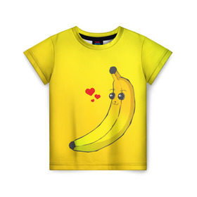 Детская футболка 3D с принтом Just Banana (Yellow) в городе Новоалтайск, 100% гипоаллергенный полиэфир | прямой крой, круглый вырез горловины, длина до линии бедер, чуть спущенное плечо, ткань немного тянется | banana | банан | желтый | оранжевый | фрукты