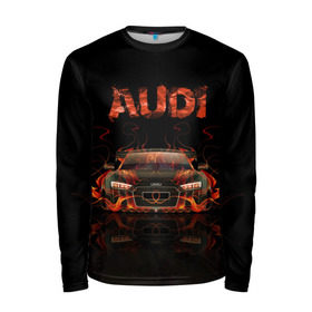 Мужской лонгслив 3D с принтом AUDI в огоне в городе Новоалтайск, 100% полиэстер | длинные рукава, круглый вырез горловины, полуприлегающий силуэт | авто | ауди | машина | огонь | пламя