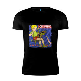 Мужская футболка премиум с принтом The Offspring - americana в городе Новоалтайск, 92% хлопок, 8% лайкра | приталенный силуэт, круглый вырез ворота, длина до линии бедра, короткий рукав | the offspring | качели | офспринг | оффспринг | рок | таракан | щупальце