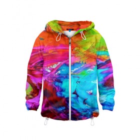 Детская ветровка 3D с принтом Tie-dye в городе Новоалтайск, 100% полиэстер | подол и капюшон оформлены резинкой с фиксаторами, по бокам два кармана без застежек, один потайной карман на груди | abstraction | color | spray | tie dye | абстракция | акварель | живопись | искусство | краски | текстуры | цветные краски | яркие цвета