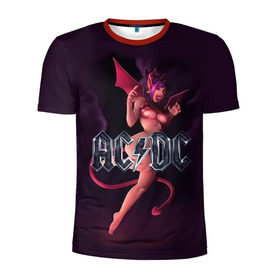 Мужская футболка 3D спортивная с принтом AC/DC в городе Новоалтайск, 100% полиэстер с улучшенными характеристиками | приталенный силуэт, круглая горловина, широкие плечи, сужается к линии бедра | ac dc | angus | hard | heavy | metal | rock. music | девушка | демон | дьявол | черт | чертик