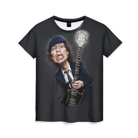 Женская футболка 3D с принтом AC/DC в городе Новоалтайск, 100% полиэфир ( синтетическое хлопкоподобное полотно) | прямой крой, круглый вырез горловины, длина до линии бедер | acdc | heavy | metal | music | rock | музыка | рок