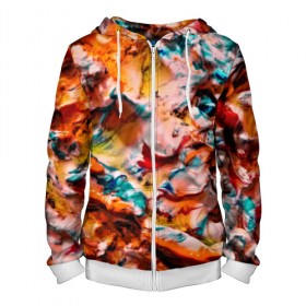 Мужская толстовка 3D на молнии с принтом Tie-Dye в городе Новоалтайск, 100% полиэстер | длина до линии бедра, манжеты и пояс оформлены мягкой тканевой резинкой, двухслойный капюшон со шнурком для регулировки, спереди молния, по бокам два кармана | abstraction | color | spray | tie dye | абстракция | акварель | живопись | искусство | краски | текстуры | цветные краски | яркие цвета