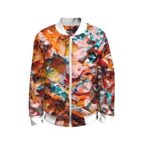 Детский бомбер 3D с принтом Tie-Dye в городе Новоалтайск, 100% полиэстер | застегивается на молнию, по бокам два кармана без застежек, мягкие манжеты, по низу бомбера и на воротнике — эластичная резинка | Тематика изображения на принте: abstraction | color | spray | tie dye | абстракция | акварель | живопись | искусство | краски | текстуры | цветные краски | яркие цвета