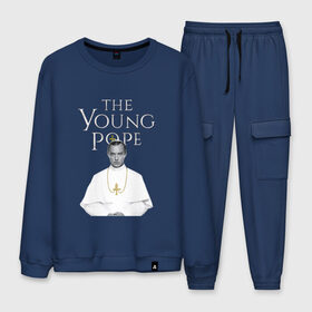 Мужской костюм хлопок с принтом Молодой Папа The Young Pope в городе Новоалтайск, 100% хлопок | на свитшоте круглая горловина, мягкая резинка по низу. Брюки заужены к низу, на них два вида карманов: два “обычных” по бокам и два объемных, с клапанами, расположенные ниже линии бедра. Брюки с мягкой трикотажной резинкой на поясе и по низу штанин. В поясе для дополнительного комфорта — широкие завязки | the young pope | джуд лоу | молодой папа
