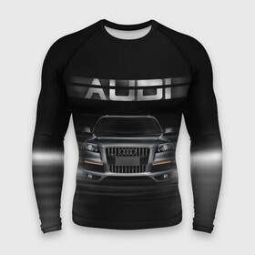 Мужской рашгард 3D с принтом Audi Q7 скорость в городе Новоалтайск,  |  | audi | авто | автомобиль | ауди | кольца | красивая | кроссовер | крутая | марка | машина | надпись | немецкая иномарка | прикольная | тачка | черная | эмблема