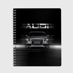 Тетрадь с принтом Audi Q7 скорость в городе Новоалтайск, 100% бумага | 48 листов, плотность листов — 60 г/м2, плотность картонной обложки — 250 г/м2. Листы скреплены сбоку удобной пружинной спиралью. Уголки страниц и обложки скругленные. Цвет линий — светло-серый
 | audi | авто | автомобиль | ауди | кольца | красивая | кроссовер | крутая | марка | машина | надпись | немецкая иномарка | прикольная | тачка | черная | эмблема