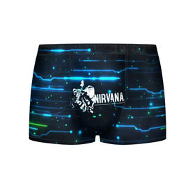 Мужские трусы 3D с принтом Схема Nirvana (Курт Кобейн) в городе Новоалтайск, 50% хлопок, 50% полиэстер | классическая посадка, на поясе мягкая тканевая резинка | Тематика изображения на принте: kurt cobain | микросхема | нирвана | плата