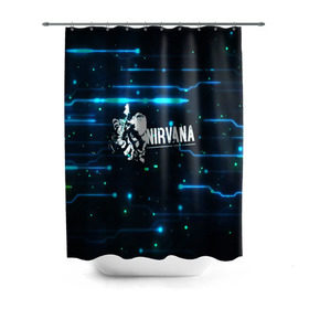 Штора 3D для ванной с принтом Схема Nirvana (Курт Кобейн) в городе Новоалтайск, 100% полиэстер | плотность материала — 100 г/м2. Стандартный размер — 146 см х 180 см. По верхнему краю — пластиковые люверсы для креплений. В комплекте 10 пластиковых колец | kurt cobain | микросхема | нирвана | плата