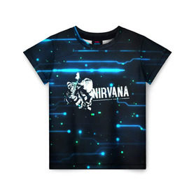Детская футболка 3D с принтом Схема Nirvana (Курт Кобейн) в городе Новоалтайск, 100% гипоаллергенный полиэфир | прямой крой, круглый вырез горловины, длина до линии бедер, чуть спущенное плечо, ткань немного тянется | Тематика изображения на принте: kurt cobain | микросхема | нирвана | плата
