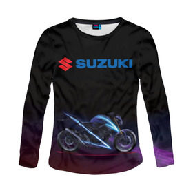 Женский лонгслив 3D с принтом Suzuki в городе Новоалтайск, 100% полиэстер | длинные рукава, круглый вырез горловины, полуприлегающий силуэт | suzuki | байк | мотик | мото | мотоцикл | спортбайк | сузуки