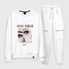 Женский костюм хлопок с принтом Dead Inside / Мертвый Внутри в городе Новоалтайск, 100% хлопок | на свитшоте круглая горловина, мягкая резинка по низу. Брюки заужены к низу, на них два вида карманов: два 