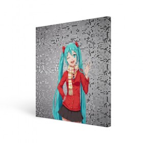Холст квадратный с принтом Хацуне Мику в городе Новоалтайск, 100% ПВХ |  | anime | hatsune miku | vokaloid | абстракция | аниме | арт | вокалоид | девyшка | кубики | пиксели | хацуне мику
