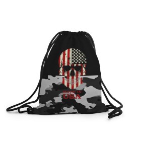Рюкзак-мешок 3D с принтом Made in USA в городе Новоалтайск, 100% полиэстер | плотность ткани — 200 г/м2, размер — 35 х 45 см; лямки — толстые шнурки, застежка на шнуровке, без карманов и подкладки | Тематика изображения на принте: camouflage | made in usa | skull | абстракция | америка | города | камуфляж | нация | страны | текстуры | череп