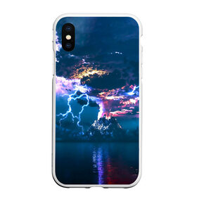 Чехол для iPhone XS Max матовый с принтом Извержение вулкана в городе Новоалтайск, Силикон | Область печати: задняя сторона чехла, без боковых панелей | Тематика изображения на принте: вода | вулкан | выброс | горы | гроза | дым | лава | молнии | море | облака | океан | остров | пепел | разряд | стихия
