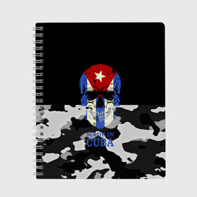 Тетрадь с принтом Made in Cuba в городе Новоалтайск, 100% бумага | 48 листов, плотность листов — 60 г/м2, плотность картонной обложки — 250 г/м2. Листы скреплены сбоку удобной пружинной спиралью. Уголки страниц и обложки скругленные. Цвет линий — светло-серый
 | Тематика изображения на принте: camouflage | made in cuba | skull | абстракция | города | камуфляж | куба | нация | страны | текстуры | череп
