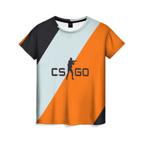 Женская футболка 3D с принтом Cs Go Asi #2 в городе Новоалтайск, 100% полиэфир ( синтетическое хлопкоподобное полотно) | прямой крой, круглый вырез горловины, длина до линии бедер | cs go | контр страйк гоу  полосы | оранжевый | серый | чёрный