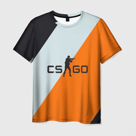 Мужская футболка 3D с принтом Cs Go Asi #2 в городе Новоалтайск, 100% полиэфир | прямой крой, круглый вырез горловины, длина до линии бедер | cs go | контр страйк гоу  полосы | оранжевый | серый | чёрный