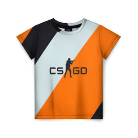 Детская футболка 3D с принтом Cs Go Asi #2 в городе Новоалтайск, 100% гипоаллергенный полиэфир | прямой крой, круглый вырез горловины, длина до линии бедер, чуть спущенное плечо, ткань немного тянется | cs go | контр страйк гоу  полосы | оранжевый | серый | чёрный