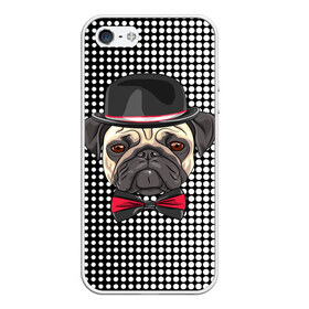 Чехол для iPhone 5/5S матовый с принтом Mr Pug в городе Новоалтайск, Силикон | Область печати: задняя сторона чехла, без боковых панелей | animal | dog | pet | pug | puppy | арт | горошек | джентльмен | животные | кружочки | мопс | мопсик | пес | собаки | текстура | французский бульдог