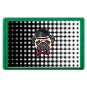 Магнит 45*70 с принтом Mr. Pug в городе Новоалтайск, Пластик | Размер: 78*52 мм; Размер печати: 70*45 | Тематика изображения на принте: animal | dog | pet | pug | puppy | арт | горошек | джентльмен | животные | кружочки | мопс | мопсик | пес | собаки | текстура | французский бульдог