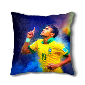 Подушка 3D с принтом Neymar в городе Новоалтайск, наволочка – 100% полиэстер, наполнитель – холлофайбер (легкий наполнитель, не вызывает аллергию). | состоит из подушки и наволочки. Наволочка на молнии, легко снимается для стирки | neymar | неймар | сборная бразилии