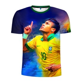 Мужская футболка 3D спортивная с принтом Neymar в городе Новоалтайск, 100% полиэстер с улучшенными характеристиками | приталенный силуэт, круглая горловина, широкие плечи, сужается к линии бедра | neymar | неймар | сборная бразилии