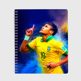 Тетрадь с принтом Neymar в городе Новоалтайск, 100% бумага | 48 листов, плотность листов — 60 г/м2, плотность картонной обложки — 250 г/м2. Листы скреплены сбоку удобной пружинной спиралью. Уголки страниц и обложки скругленные. Цвет линий — светло-серый
 | Тематика изображения на принте: neymar | неймар | сборная бразилии