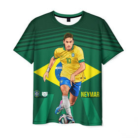 Мужская футболка 3D с принтом Neymar в городе Новоалтайск, 100% полиэфир | прямой крой, круглый вырез горловины, длина до линии бедер | Тематика изображения на принте: neymar | неймар | сборная бразилии
