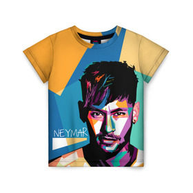 Детская футболка 3D с принтом Neymar в городе Новоалтайск, 100% гипоаллергенный полиэфир | прямой крой, круглый вырез горловины, длина до линии бедер, чуть спущенное плечо, ткань немного тянется | neymar | неймар | сборная бразилии