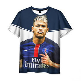 Мужская футболка 3D с принтом Neymar в городе Новоалтайск, 100% полиэфир | прямой крой, круглый вырез горловины, длина до линии бедер | Тематика изображения на принте: neymar | psg | неймар | псж | сборная бразилии