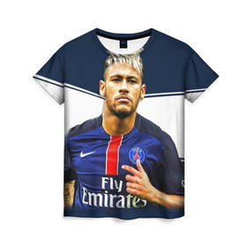 Женская футболка 3D с принтом Neymar в городе Новоалтайск, 100% полиэфир ( синтетическое хлопкоподобное полотно) | прямой крой, круглый вырез горловины, длина до линии бедер | neymar | psg | неймар | псж | сборная бразилии