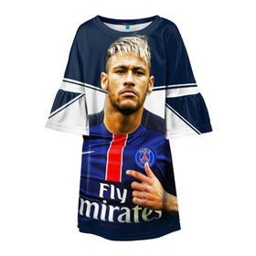 Детское платье 3D с принтом Neymar в городе Новоалтайск, 100% полиэстер | прямой силуэт, чуть расширенный к низу. Круглая горловина, на рукавах — воланы | Тематика изображения на принте: neymar | psg | неймар | псж | сборная бразилии
