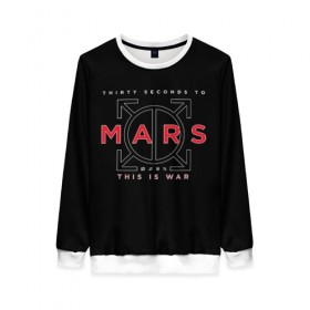 Женский свитшот 3D с принтом 30 Seconds to Mars в городе Новоалтайск, 100% полиэстер с мягким внутренним слоем | круглый вырез горловины, мягкая резинка на манжетах и поясе, свободная посадка по фигуре | группа | марс | надпись | рок | черный