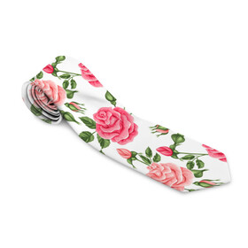 Галстук 3D с принтом РОЗЫ ПАТТЕРН | ROSES PATTERN в городе Новоалтайск, 100% полиэстер | Длина 148 см; Плотность 150-180 г/м2 | абстракция | коллаж | паттерн | растения | розы | цветы
